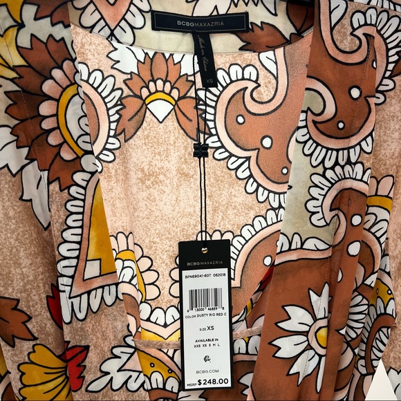 BCBGMAXAZRIA Two Piece Wrap Robe Dress in Dusty Rio Red - Picture 7 of 9